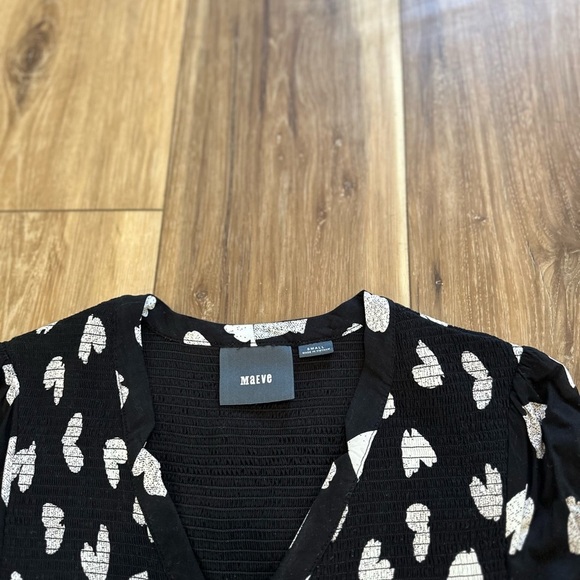 Anthropologie Maeve womens benet black white heart dress size small - Picture 4 of 5